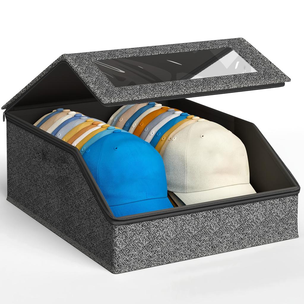 High Quality1/2 New Stackable Baseball Cap Storage Box, Hat Organizer, Hat Box, Clothes Storage Box, Hat Rack, Large Capacity, Foldable, Hard