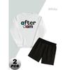 Men's Polyester Crew Neck Sweatshirt Set with Relaxed Fit Shorts Comfortable Casual