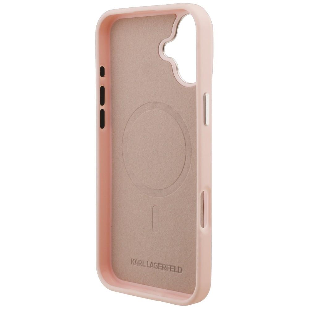 Karl Lagerfeld Initial & Metal Logo MagSafe Case for iPhone 16 Plus Pink