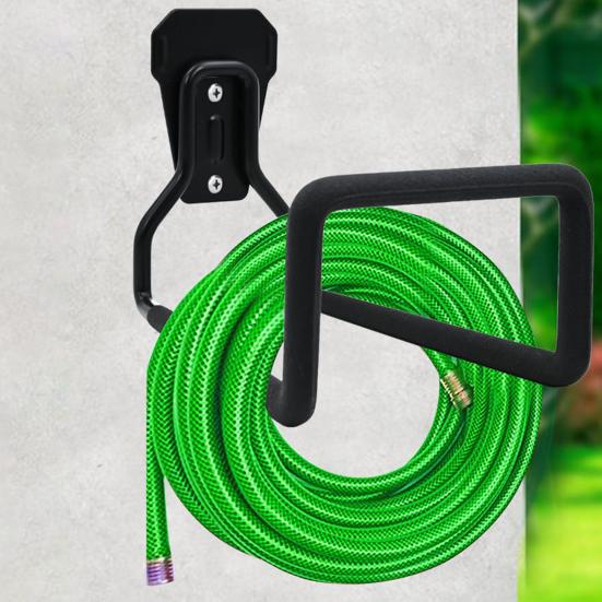 thumbnail image 2 of Generic Metal Garden Hose Holder - Heavy Duty Hose Hanger Wall Mounted Water Hose Holder For Outside Yard, Durable Hose Reel Hose Hooks For Water Hose (2 Pcs, Black) | Best Price 2 of 12