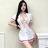 Sexy Lingerie Tulle Perspective Deep V Split Lace Nurse Uniform Set Abstinence