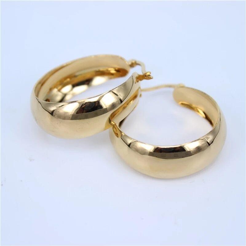 Titanium Stainless Steel Wide Large Rounded Hoop Earrings With Click-Top Hypoallergenic Metal Gold Silver Lightweight Women 30MM