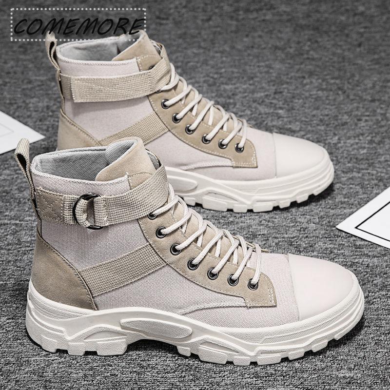 Men Motorcycle Canvas Ankle Boots Spring Autumn Casual Shoes Career Speed Boot Fashion Large Size 39-44 Men's Breathable Outdoor