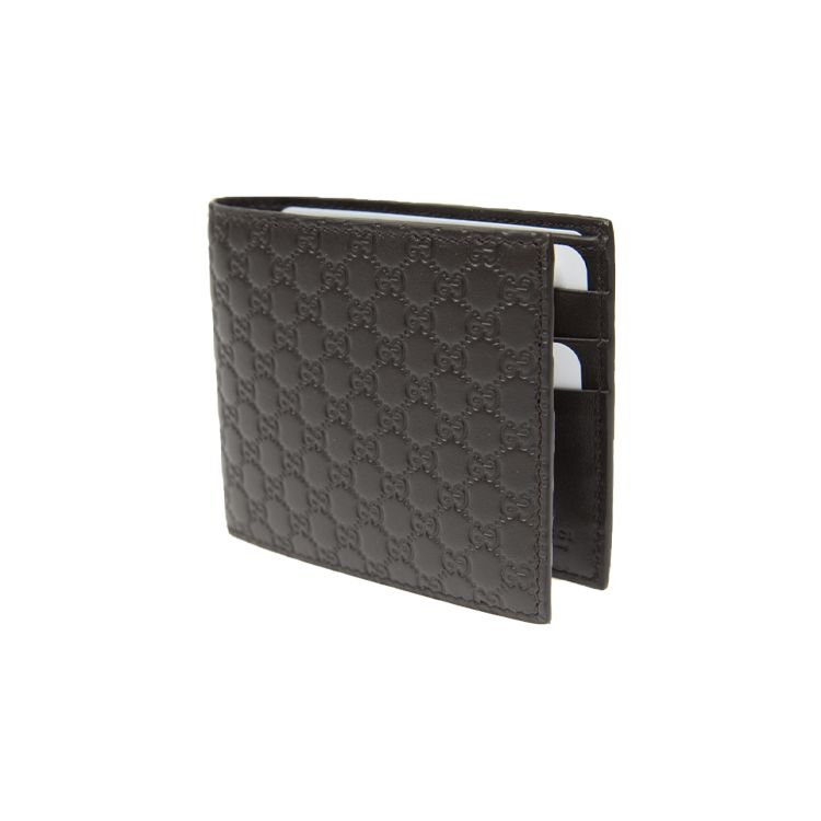 Gucci Vintage Logo Embossed Short Double Fold Leather Wallet Men wallet Brown 260987-BMJ1N-2044