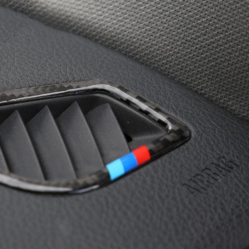 2pcs Carbon Fiber Car Central Dashboard Air Conditioning Outlet Frame Sticker For BMW 3 Series F30 3GT F34 2013-2018
