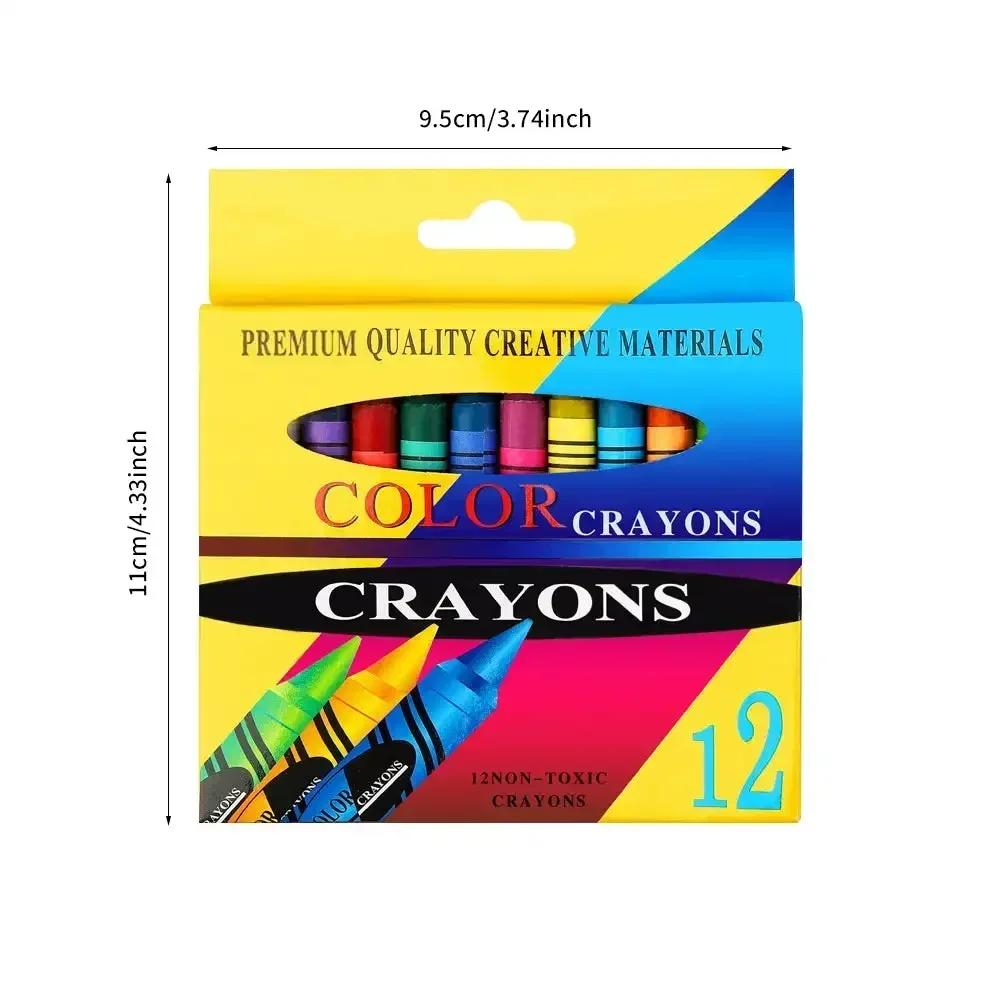 24/18/12/6 Colors Crayon Portable Set, Kraft Paper Box, Children's Painting Coloring Graffiti Crayon Painting Supplies Gift