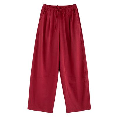 Pantalon ample à jambes larges en été Nouveau Pantalon décontracté ample taille haute Rouge tombant Pantalon américain à jambes larges