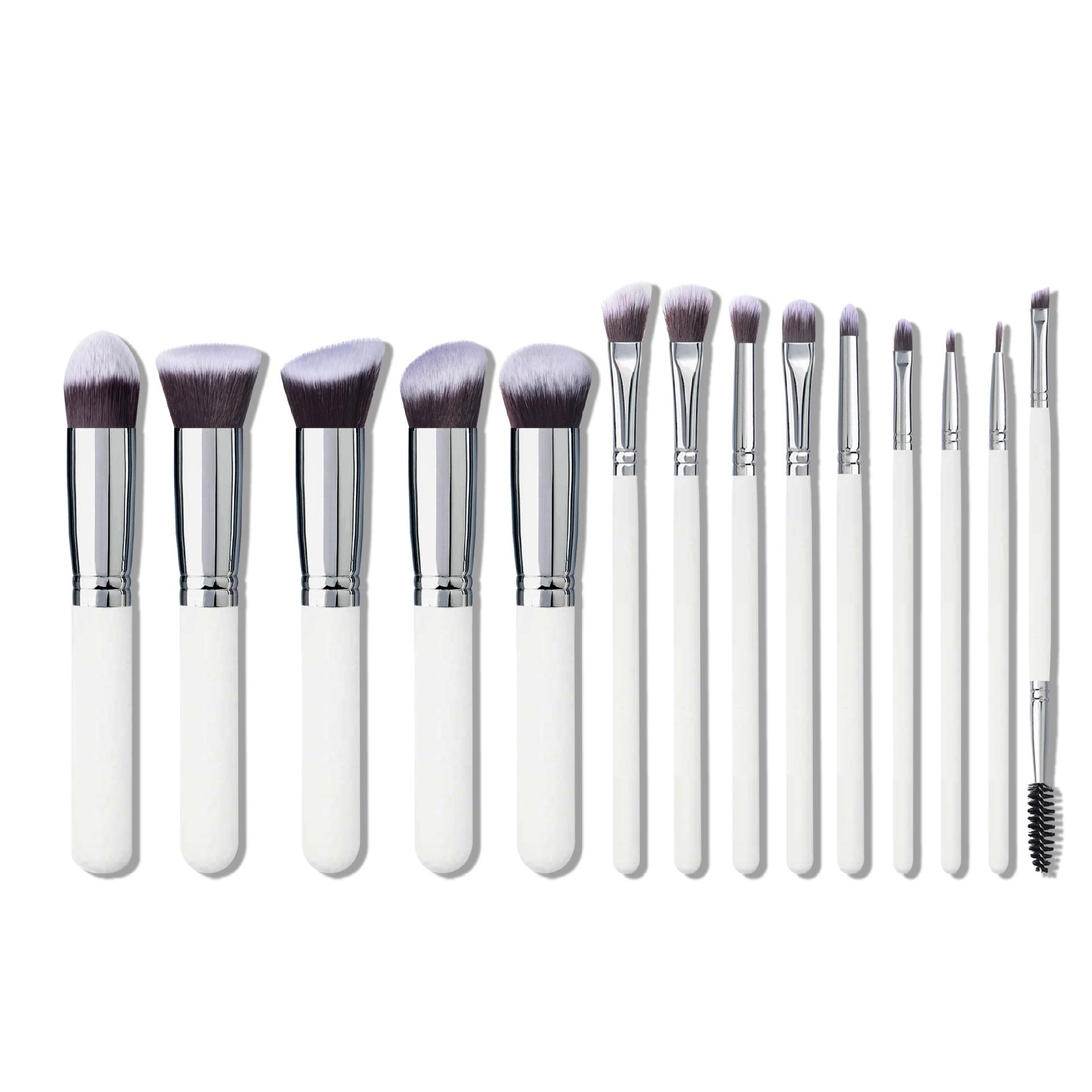 

Biyouyi 14-Piece Luxury Makeup Brush Set with White Wooden Handles
