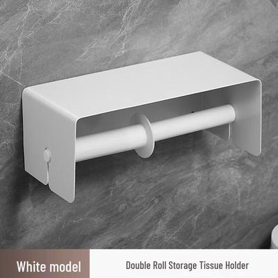 Cmaos Wandmontierter Doppelrollen-Toilettenpapierhalter mit Haken