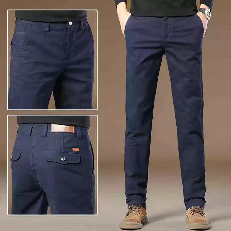 Herren 2025 Neue Herbst Slim Graue Freizeithose - High-End, Business Straight Fit, Plus Samt und Verdickt