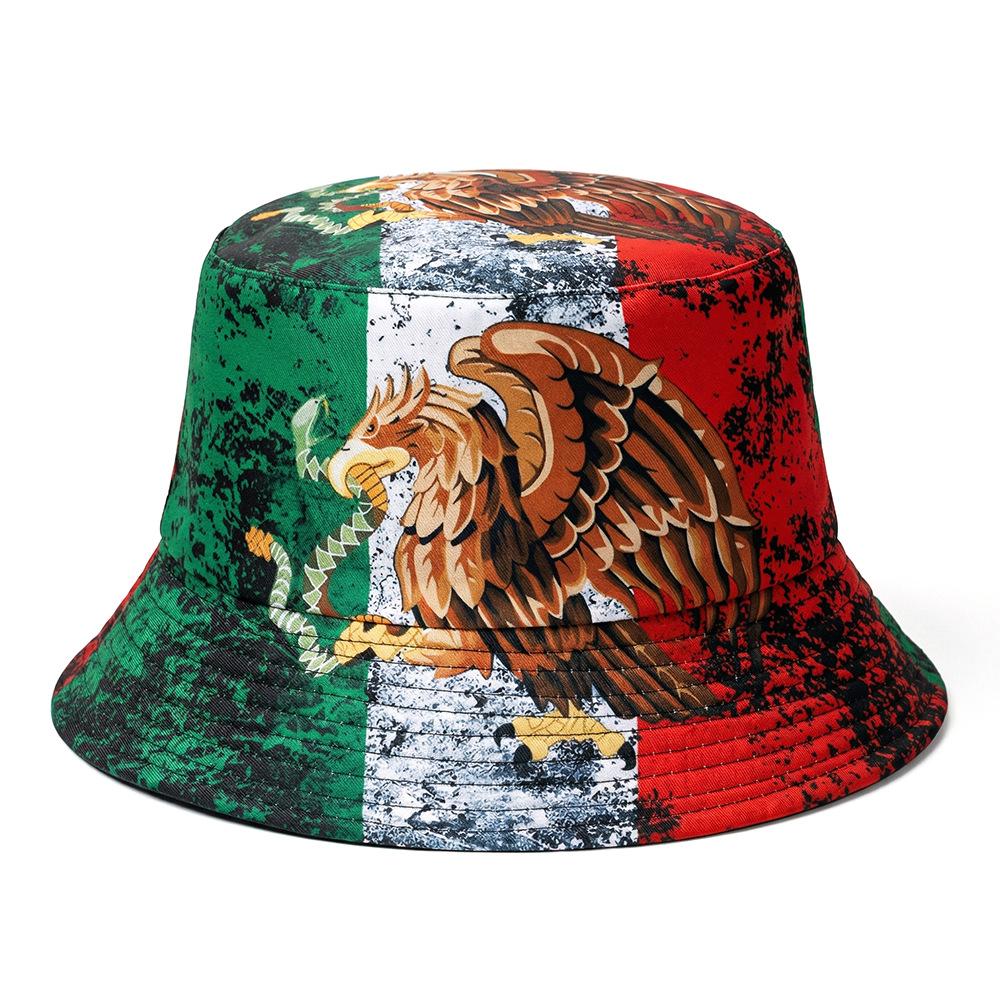 New Mexican Flag Beach Cap - Fashionable Outdoor Sun Hat for Both Men and Women with Printed Letters - Fan Hat with Basin Shape