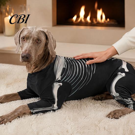 Fashionable Puppy Skeleton Shirt Dog Costume, Print Four-legged Outfit, Spooky Breathable Pet Clothing for All Sizes Cool Pullover Halloween
