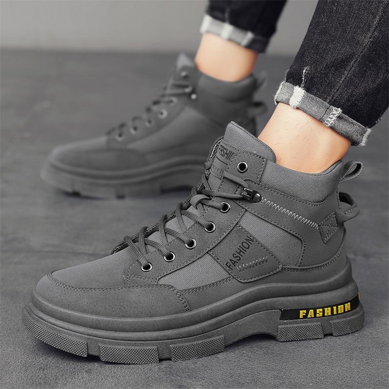 New Fashion Autumn And Winter Men's High Top Martin Boots Students Male Boys Trending Soft Sole Work Shoes Labor Protection Martin Sneakers