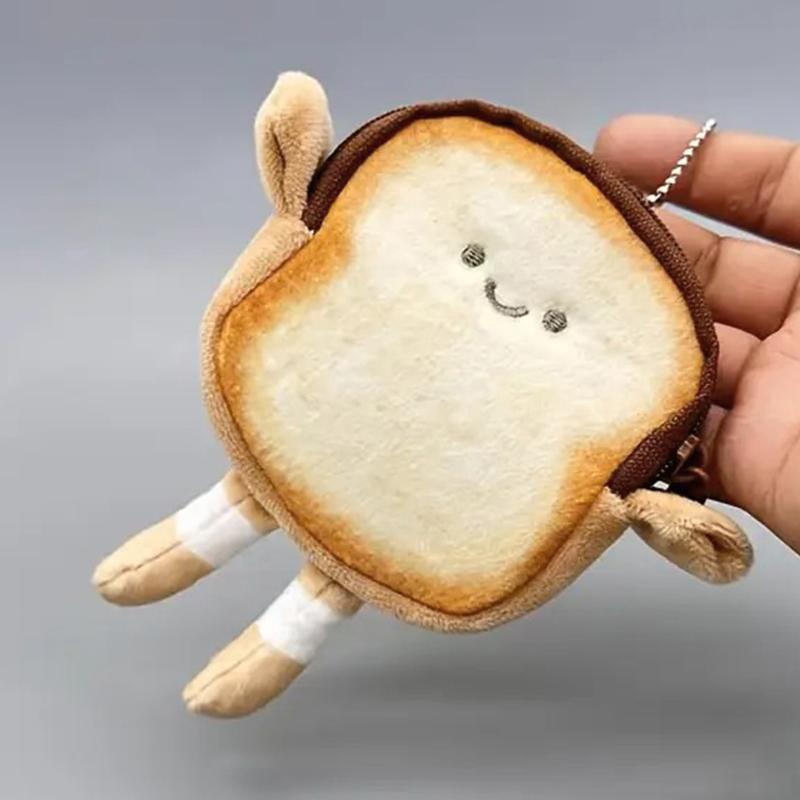 Female Toast Cute Expression Coin Purse Pendant Japanese Plush Storage Bag Korea Small Wallet Ins Style Creative