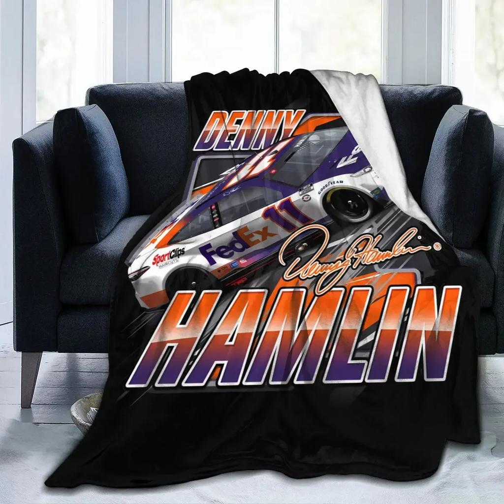 Denny Hamlin 11 All Season Fleece Blanket Throw Ultra Soft Flannel Blanket Digital Printed Premium Fluffy Microfiber Fleece