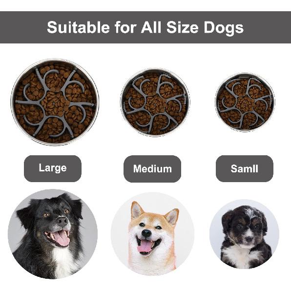 Dog Slow Feeder Bowls Silicone Spiral Pet Food Feeder Insert To Slow Down Eating for Large Medium Small Breed Dogs Perfect with Stainless Steel Glass