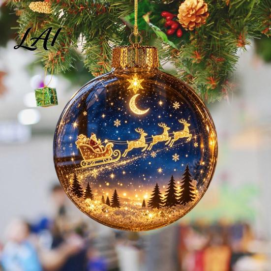 Luminous Holiday Tree Decorations Light Up Christmas Ball Ornaments Glowing Scene Xmas Hanging Decoration Clear Coordinated Layout Ornaments Acrylic