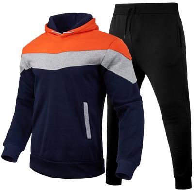 Herbst Winter Trainingsanzug Männer Patchwork Mit Kapuze 2 Stück Sets Herren Outfits Anzug Männer Fleece Sport Hoodie Jogginghose Zwei Stück Sets
