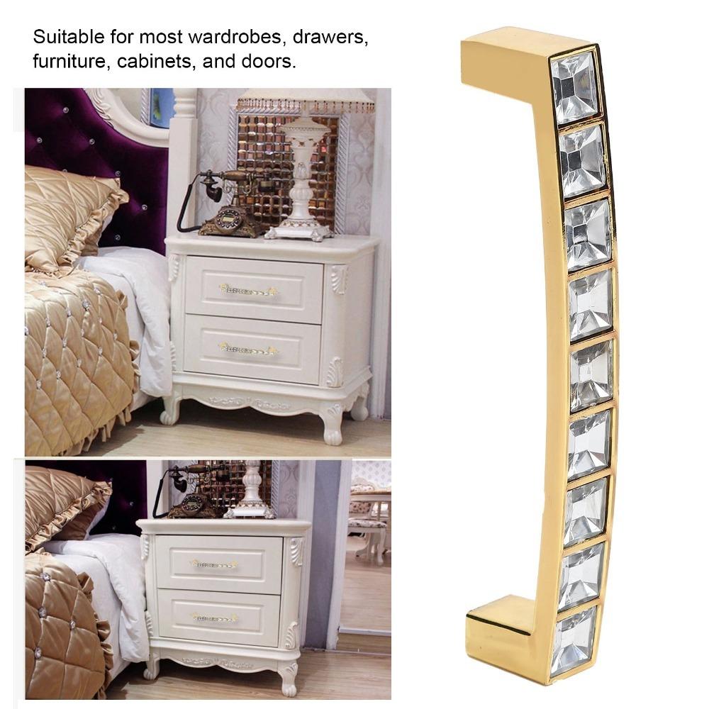 Maniglie in Cristallo per Armadi Facili da Installare Pomelli Dorati in Vetro per Cassetti Maniglie Moderne per Armadi con Strass Porta