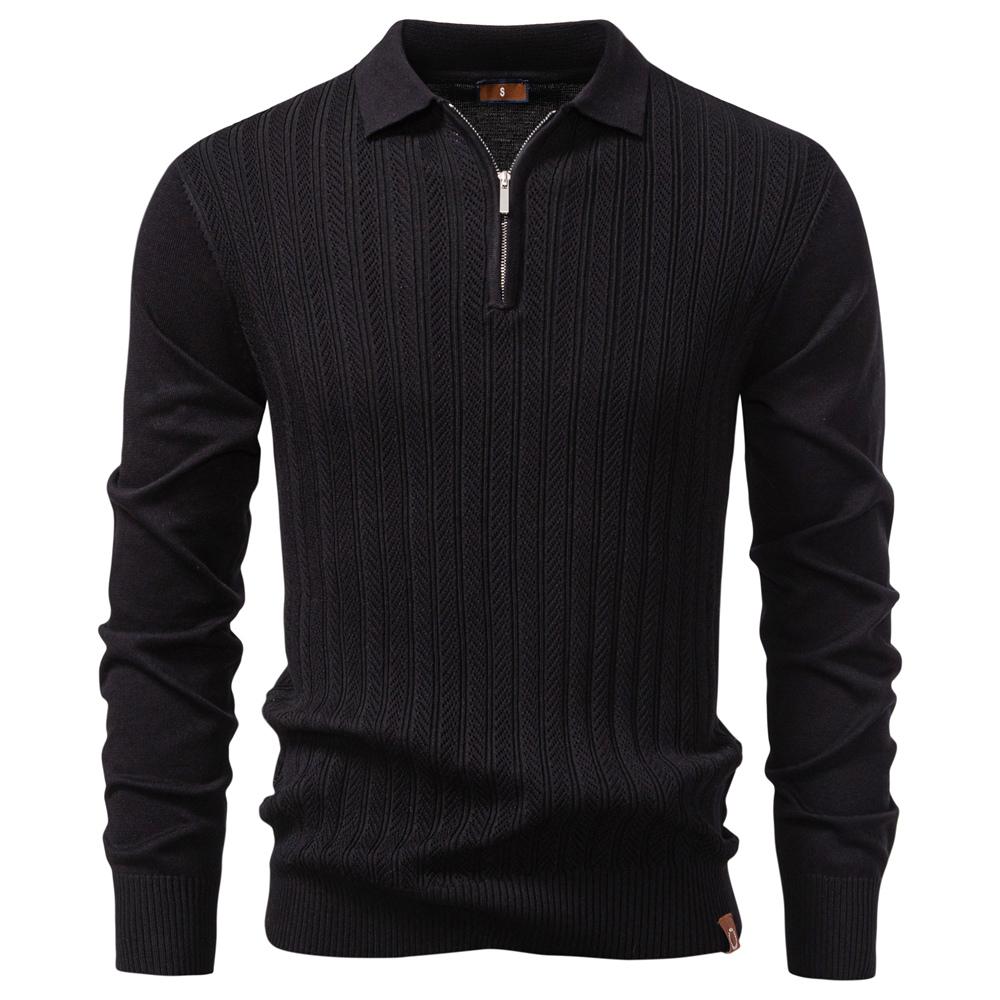 AIOPESON Premium Solid Color Polo Men Slim Fit Henley Long Sleeve Luxury Textured Fabric Business Casual Mens Polo Shirts