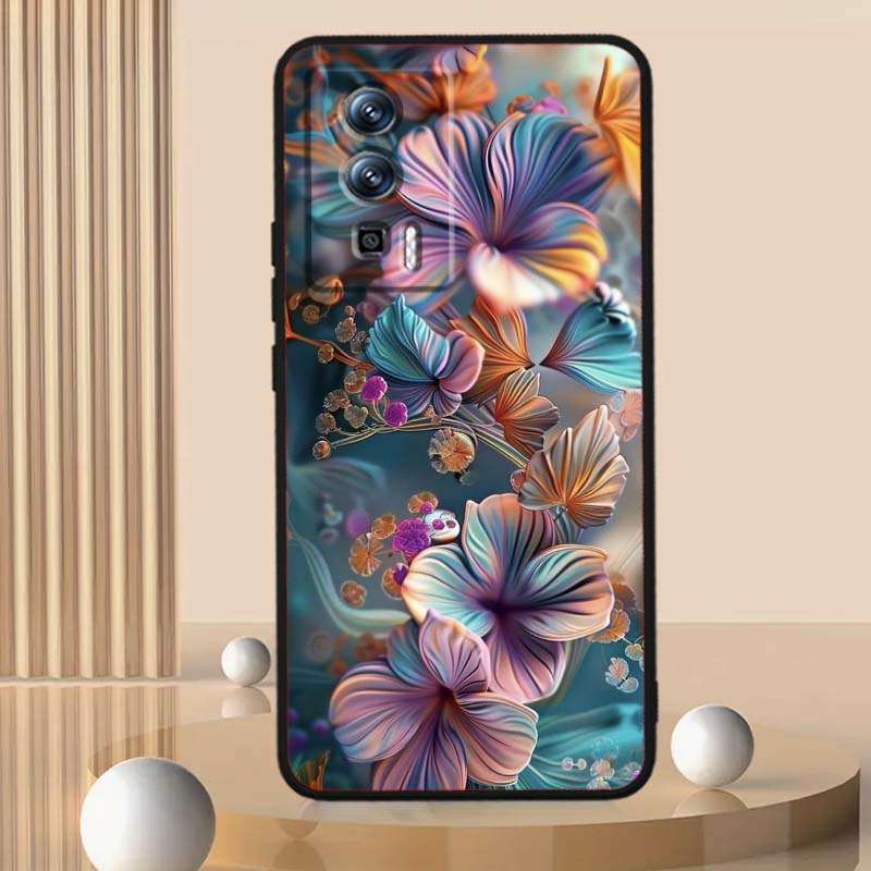 Butterfly flower pattern Phone Case For Xiaomi Redmi 12 13C 12C 13 10C 9T A2 9A 9C 7A Note 10S 8T 10 9 8 Pro 4G 5G Black