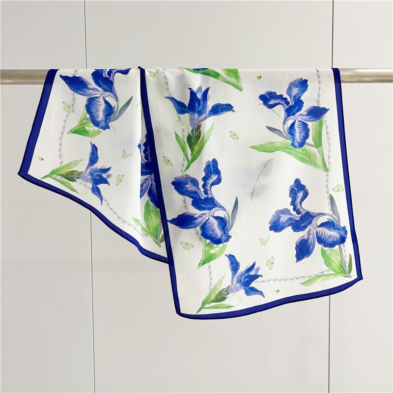 Double-side 100% Real Silk Scarf for Women Spring and Summer Mulberry Silk Ribbon Scarf All-match Small Long Neckerchief Shawl