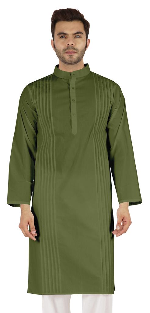 Atasi Cotton Kurta Solid Ethnic- Festive Long Shirt W  Pintuck Traditional Indian Wear For