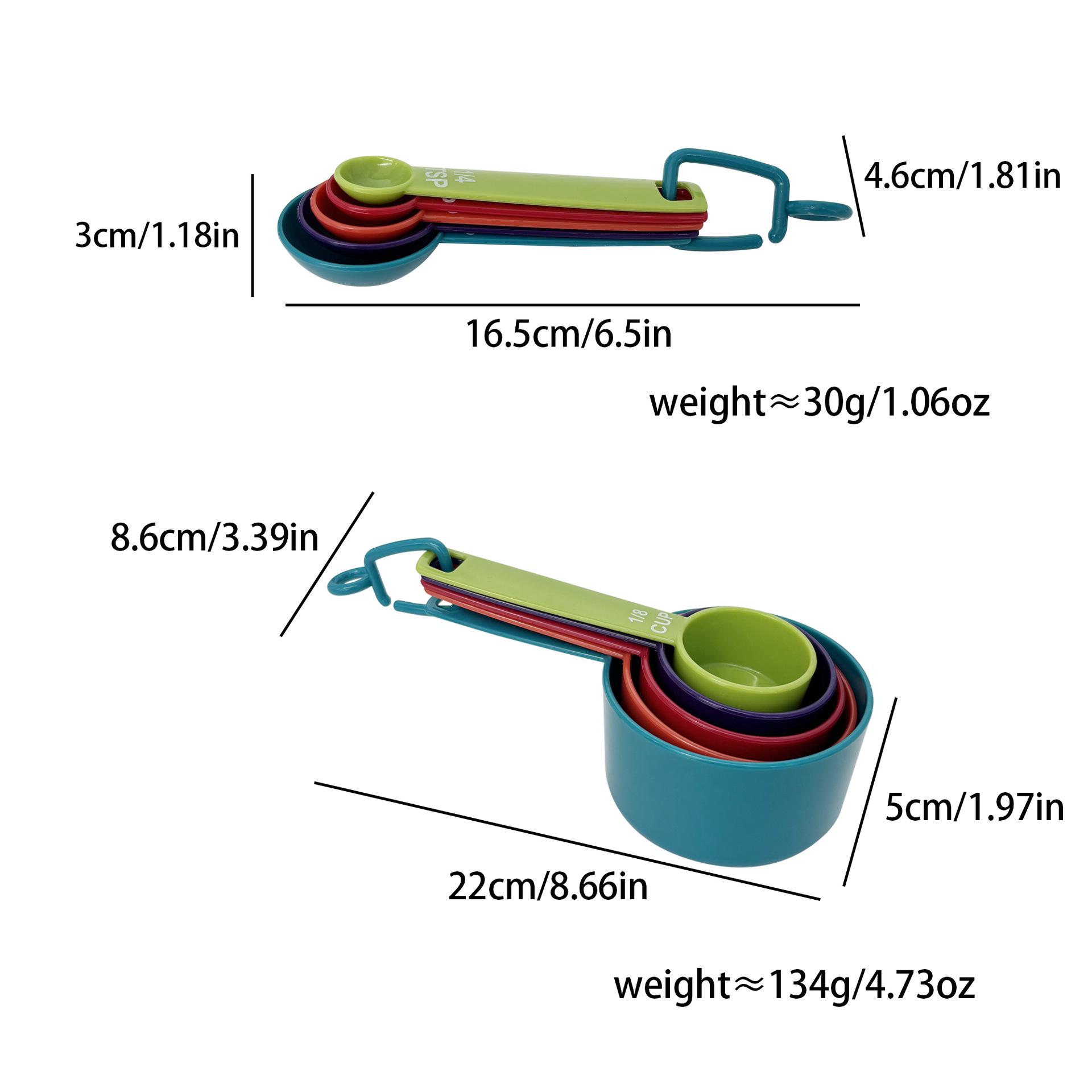 10-Piece Color Measuring Cups & Spoons Set with Scale for Baking & Cooking
