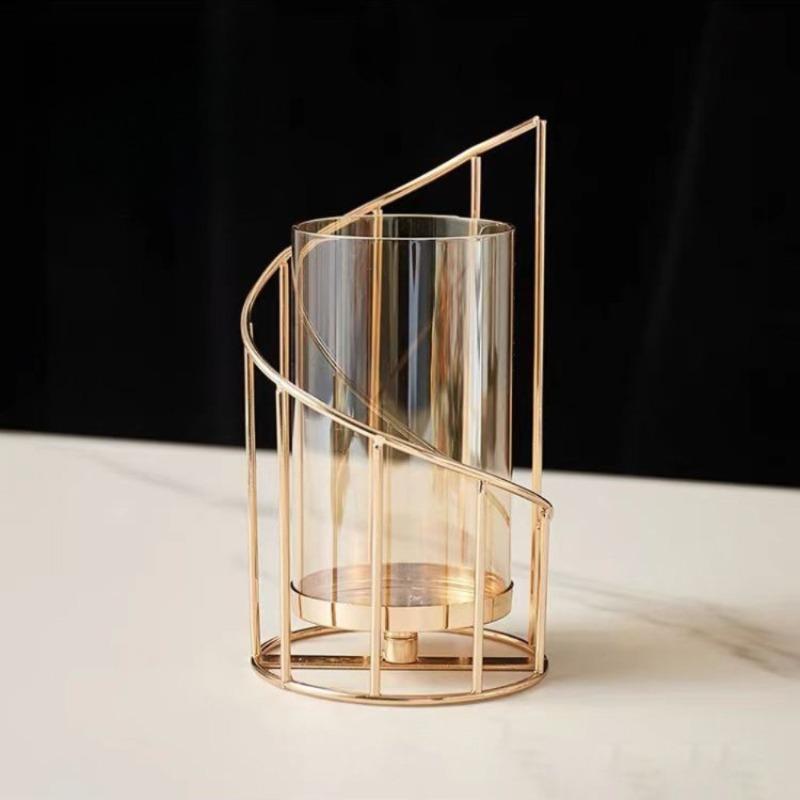 Nordic Romantic Candlestick Decoration Living Room Dining Table European Iron Candle Pedestal Candlelight Dinner Prop Decoration