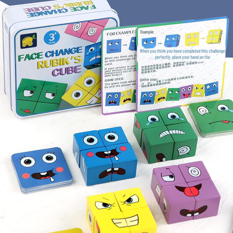 3D Face-Changing Rubik's Cube Building Blocks - Double Challenge Puzzle for Kids and Adults