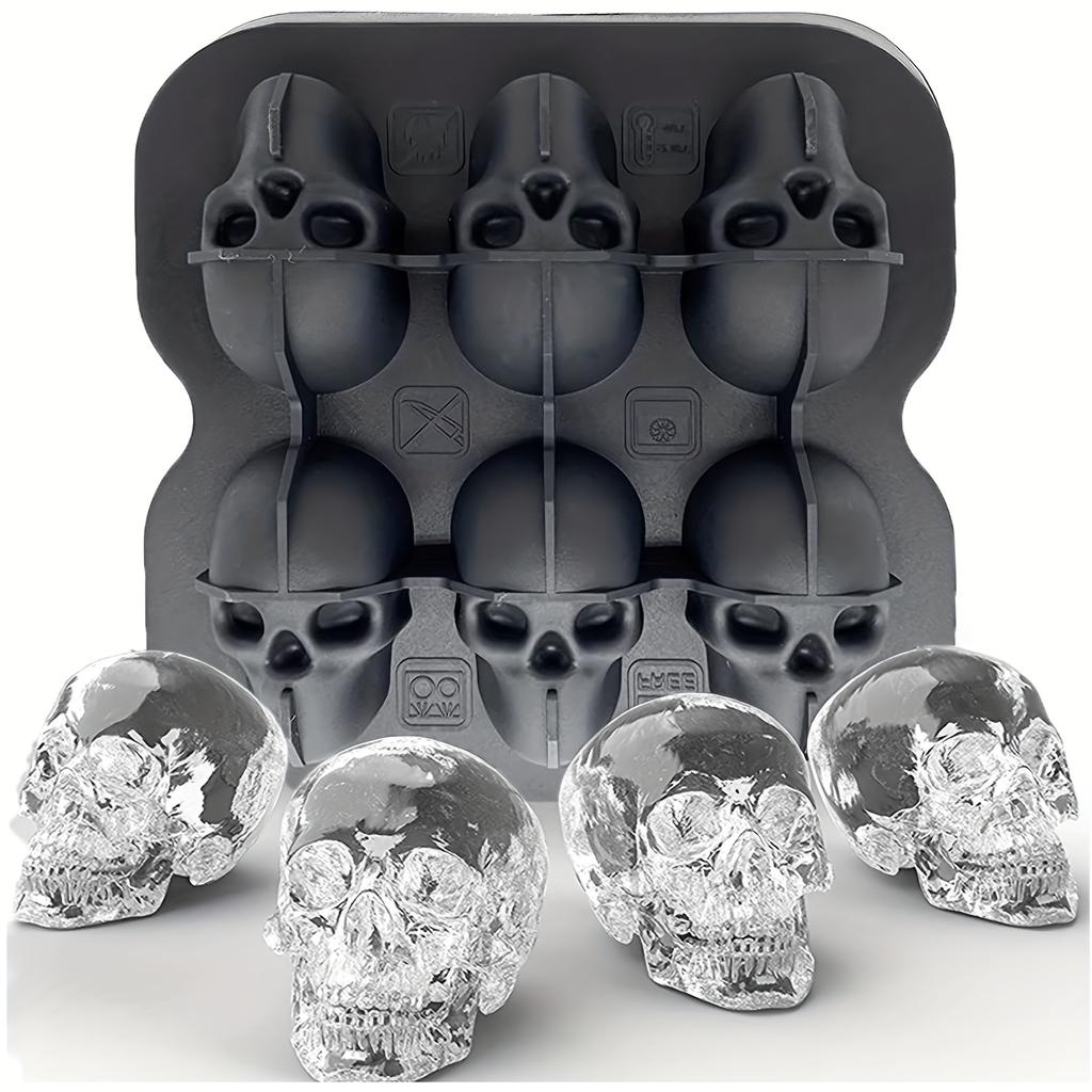 1pc, Skull Ice Ball Mold, Silicone Flexible Ice Cube Trays, Horror Skull Head Ice Ball Maker,For Soft Drinks,  Cocktail, And More, Kitchen Accessories