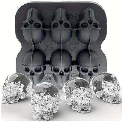 1pc, Skull Ice Ball Mold, Silicone Flexible Ice Cube Trays, Horror Skull Head Ice Ball Maker,For Soft Drinks, Cocktail, And More, Kitchen Accessories