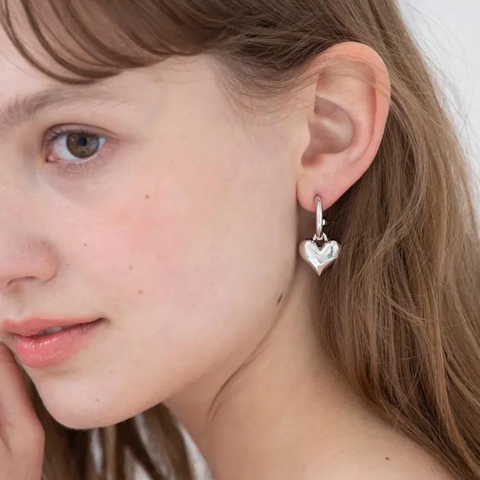 volume heart ring earrings (2colors)