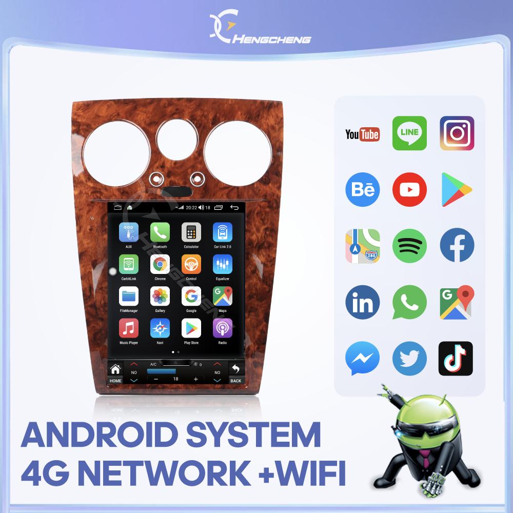 12.1Inch For Bentley Flying Spur/Continental 2005-2012 Android12 MediaCarPlayer GPS Navigation 8Core 8+256G CarPlay 4G 360Camera