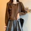 Women's French Chic Solid Color Knitwear Pullover - Long Sleeve Round Neck Sweater for Autumn/Winter