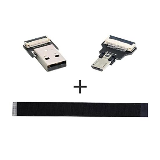Cablecc USB Male to Micro USB Male Data Flat Slim FPC Cable for and Phones 2.0 Type-A 5-Pin (200cm) FPV, Discs,