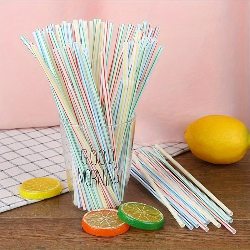 100pcs- Fluorescent Plastic Bendable Drinking Straws Disposable Beverage Straws Wedding Decor Kitchen Beverage Party Supplies