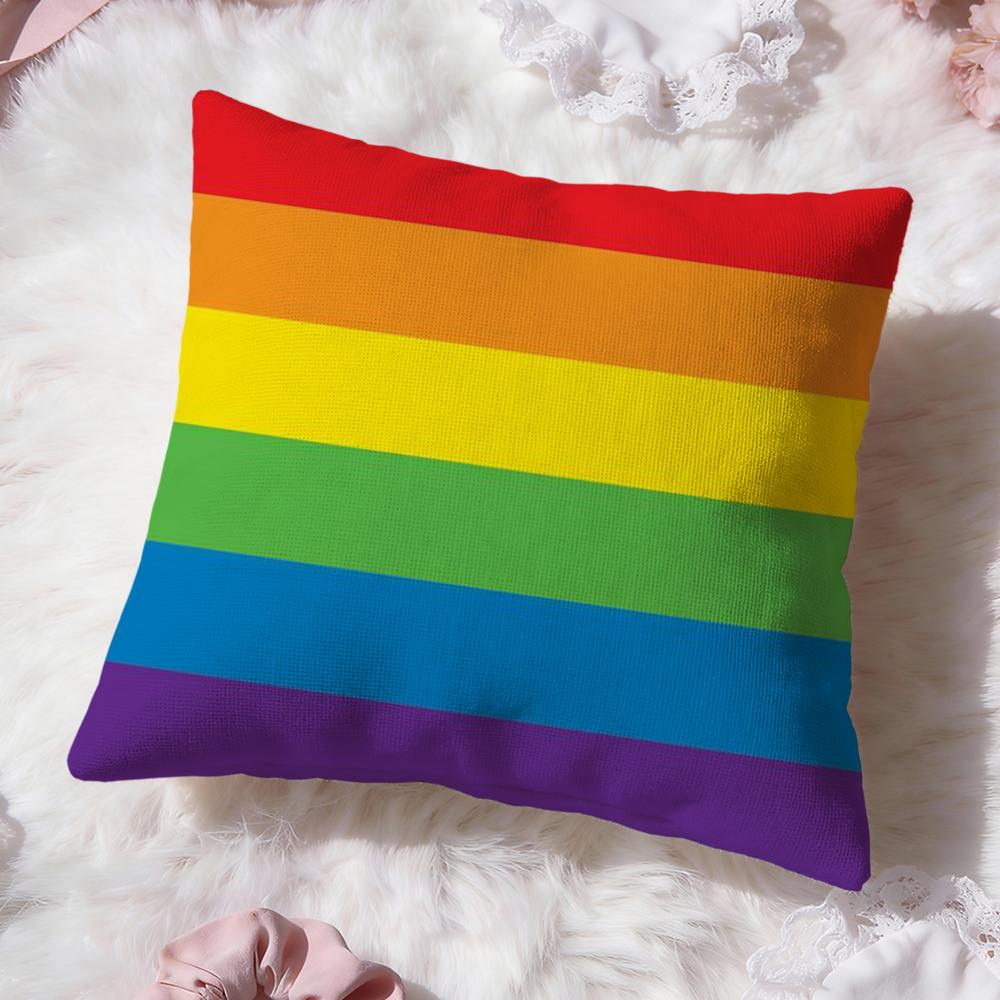 Homosexual Rainbow Flag Cushion Cover Premium Comfort Reversible Pillow Cove -Two In One Design for Any Room & Car Interior