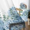 Eucalyptus Leaves Hydrangea Flower Plant Sheer Curtains for Living Room Decoration Window Curtains Kitchen Tulle Voile Curtains