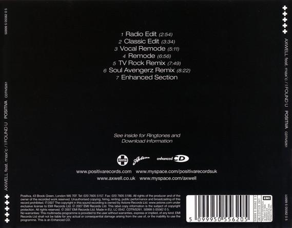 

CD AXWELL MAXC I Found U 5099950556205 AXTONE 2007 UK Dance Electronica Used
