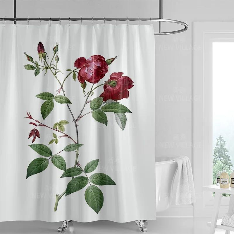 Minimalistický sprchový závěs s rostlinným motivem, moderní dekorace koupelny a toalety, soukromý závěs 180x180cm voděodolný sprchový závěs