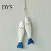 Seaside Wall Hanging Rustic Nautical Wooden Fish Decor, Coastal Beach Style Home Decor Ornament with Fishing Net for Lake House, Bedroom, Bathroom