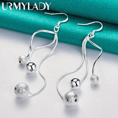 925 Sterling Zilveren Gladde Matte Kralen Oorbellen Voor Vrouwen Mode Sieraden