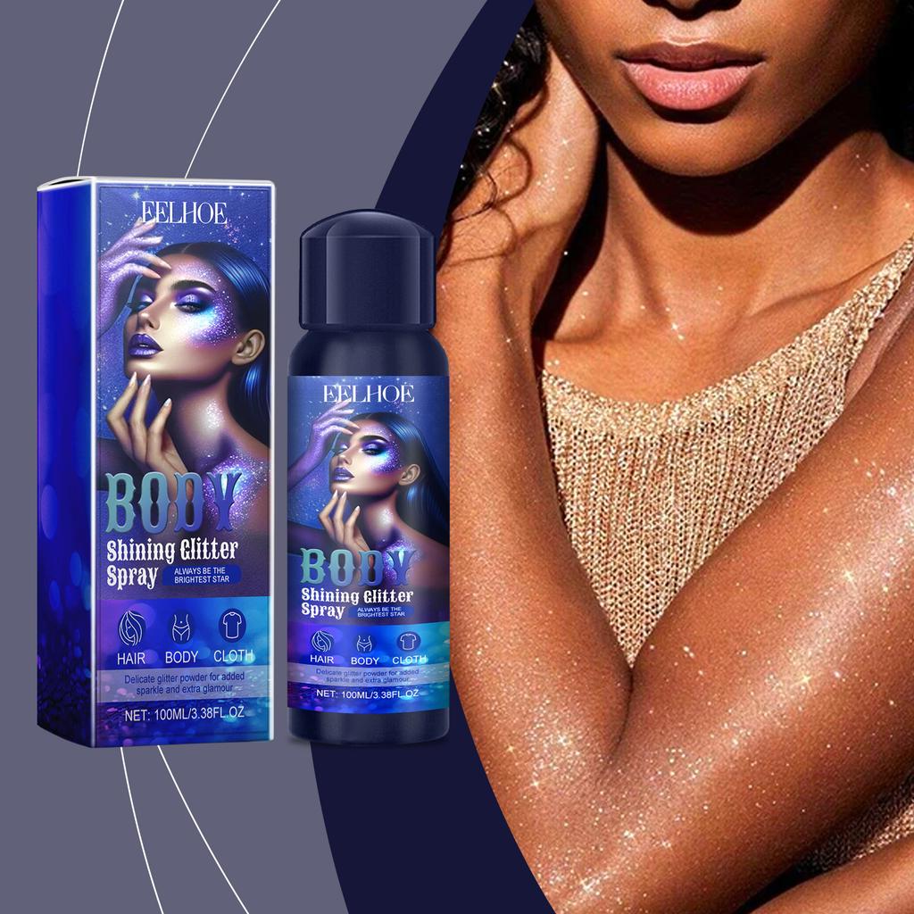 Highlighter Shimmer Spray, Natural Illuminating Glitter Mist for Face and Body, Long-Lasting Shine