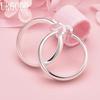 925 Sterling Silver Fashion 35mm Round Pierced Earrings Wedding Jewelry