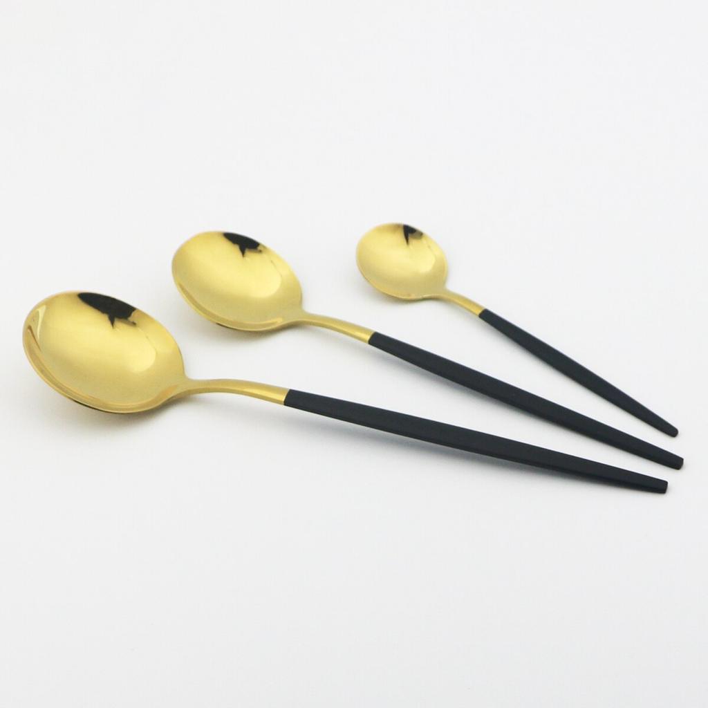 6pcs/set Stainless Steel Spoon Dinnerware Silverware Set Cutlery Set Flatware Outdoor Office Party Home Kitchen Tableware