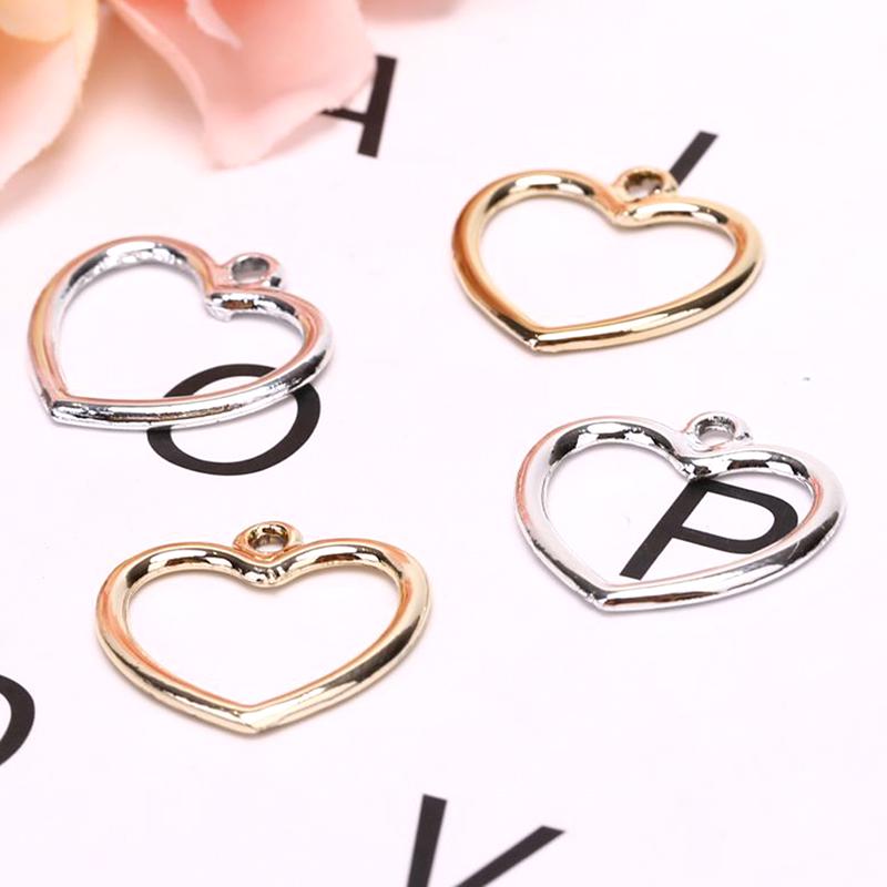 10Pcs/Set Alloy Hollow Out Love Heart Charms Pendant Jewelry Diy Making Craft