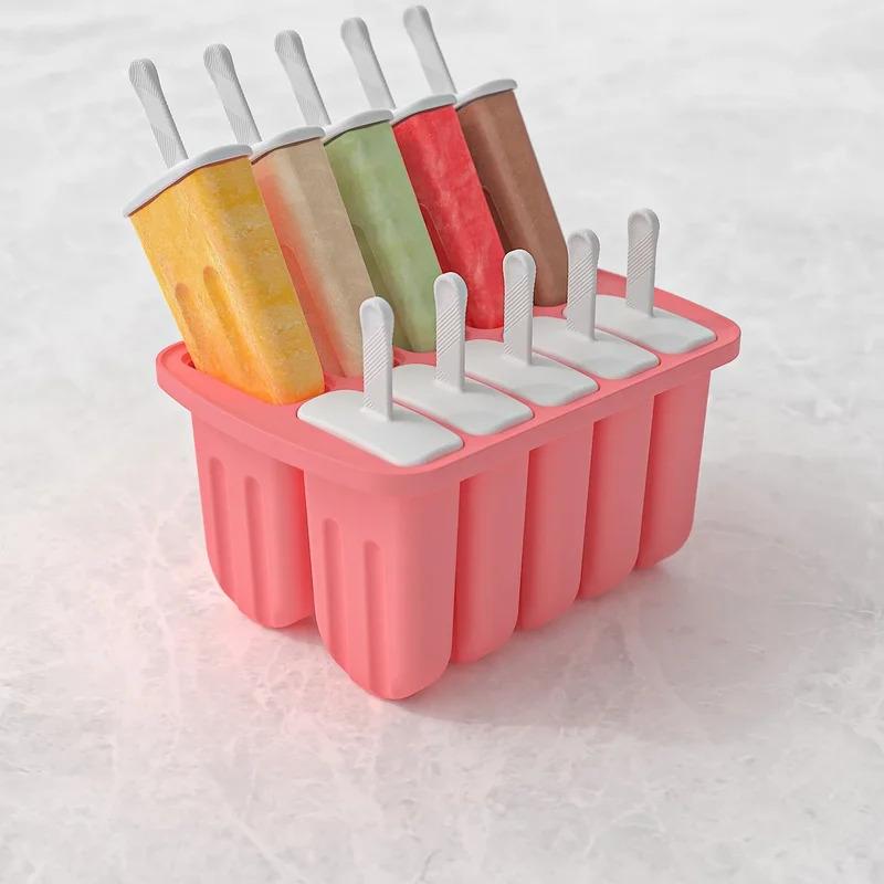1pc Silicone Popsicle Mold, Designed In Sets of Ten, with 50 Wooden Sticks Sent Out