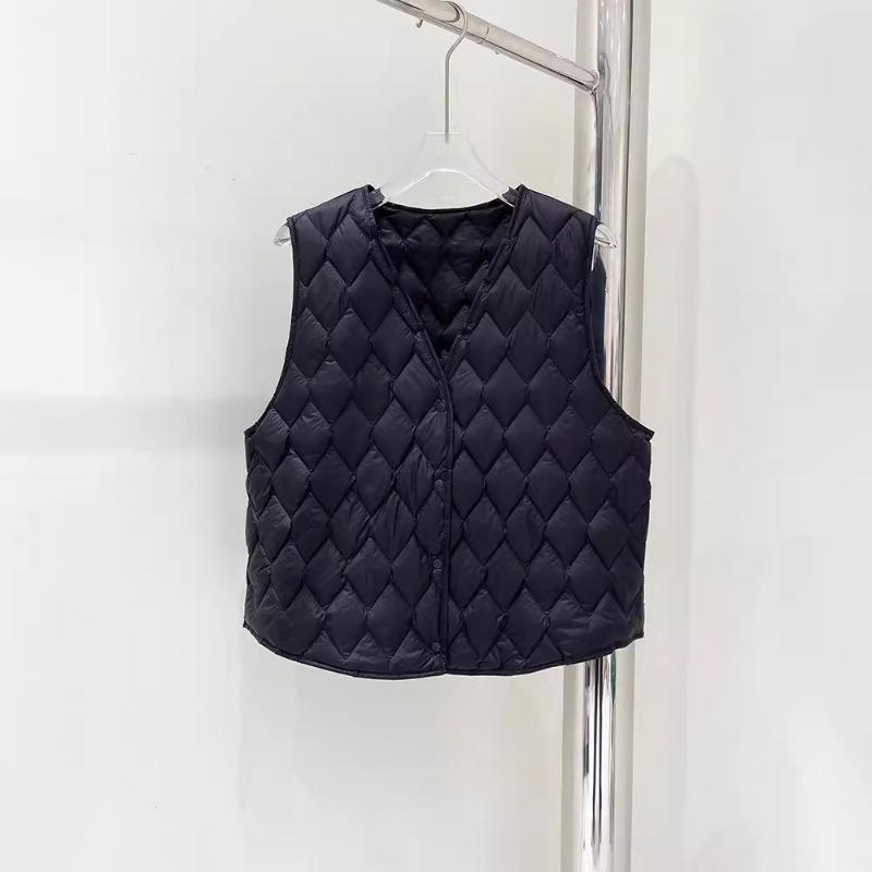 Rhombus Down Vest Women Wear Warm Inner Light Liner Autumn New Inner Thin Collar Short Vest