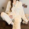 Air cotton pajamas women's autumn and winter long sleeves thickened interlayer warm stars cat student loungewear real shot